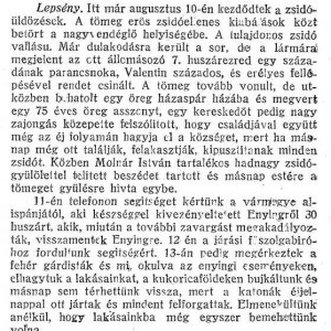 Részlet az „A dunántúli zsidóüldözések aktáiból.” c. cikkből (Forrás: Egyenlőség, 1919. 09. 11., 14. o.)
